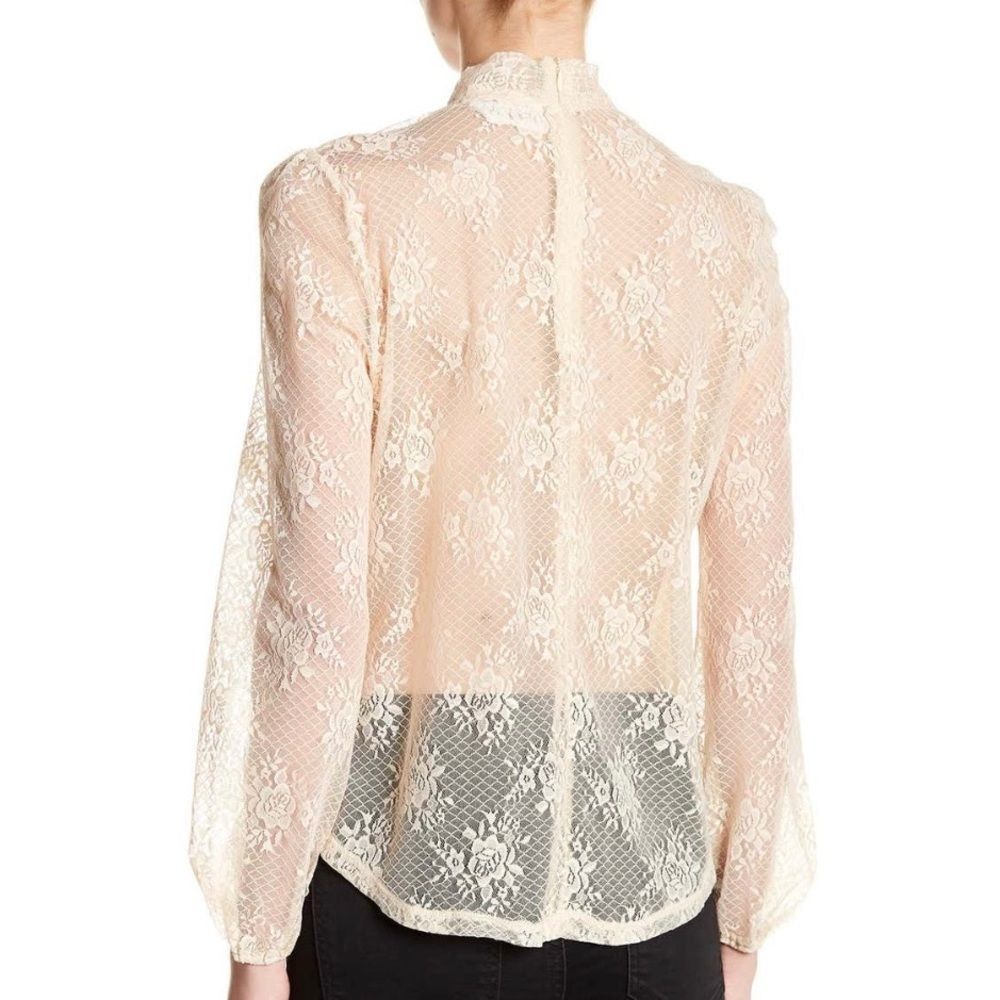 Line & Dot Top Small Anthro Lace Blouse Fall Cream Ivory Long Sleeve Boho NWT - Picture 3 of 3
